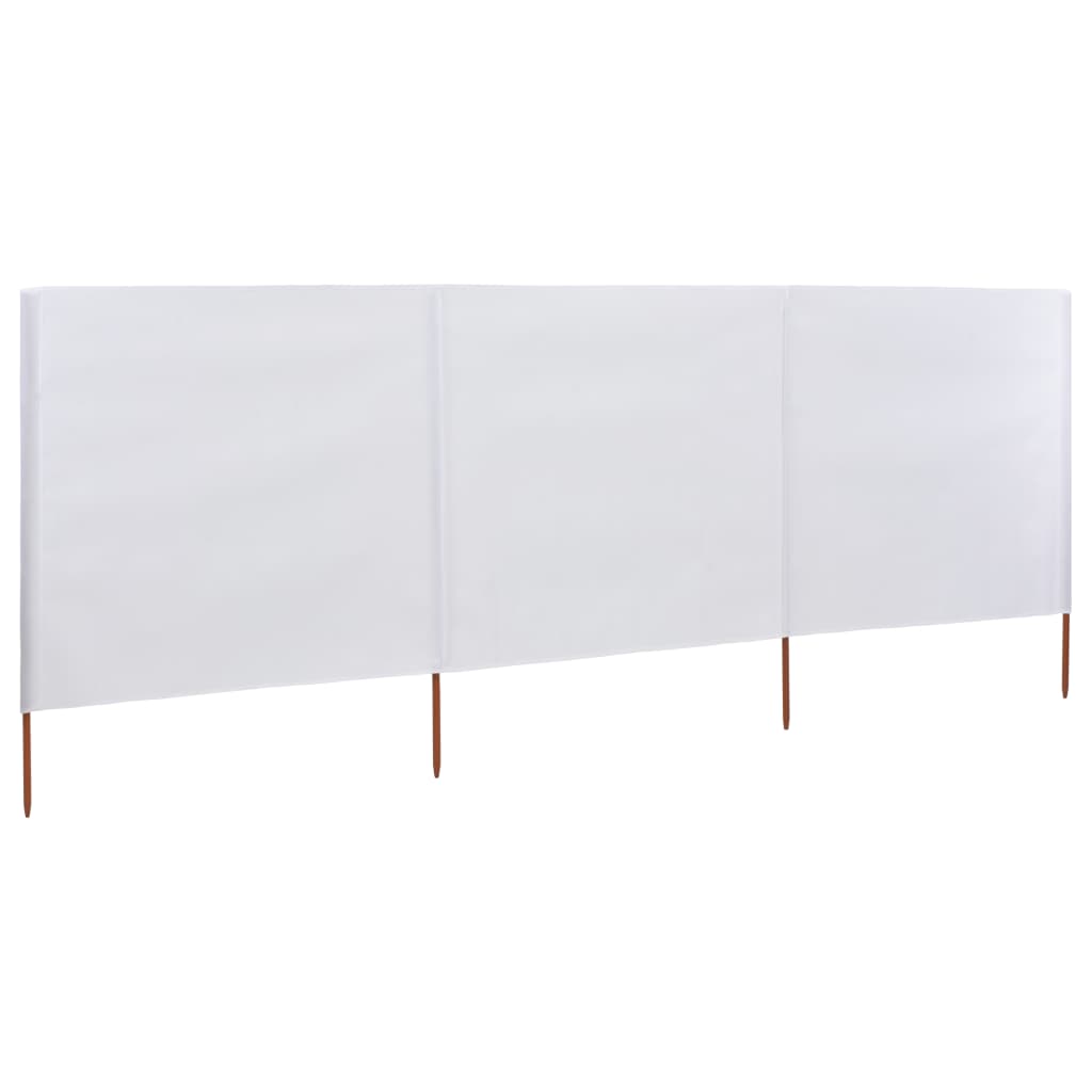 vidaXL Paravientos de playa de 3 paneles tela blanco arena 400x80 cm