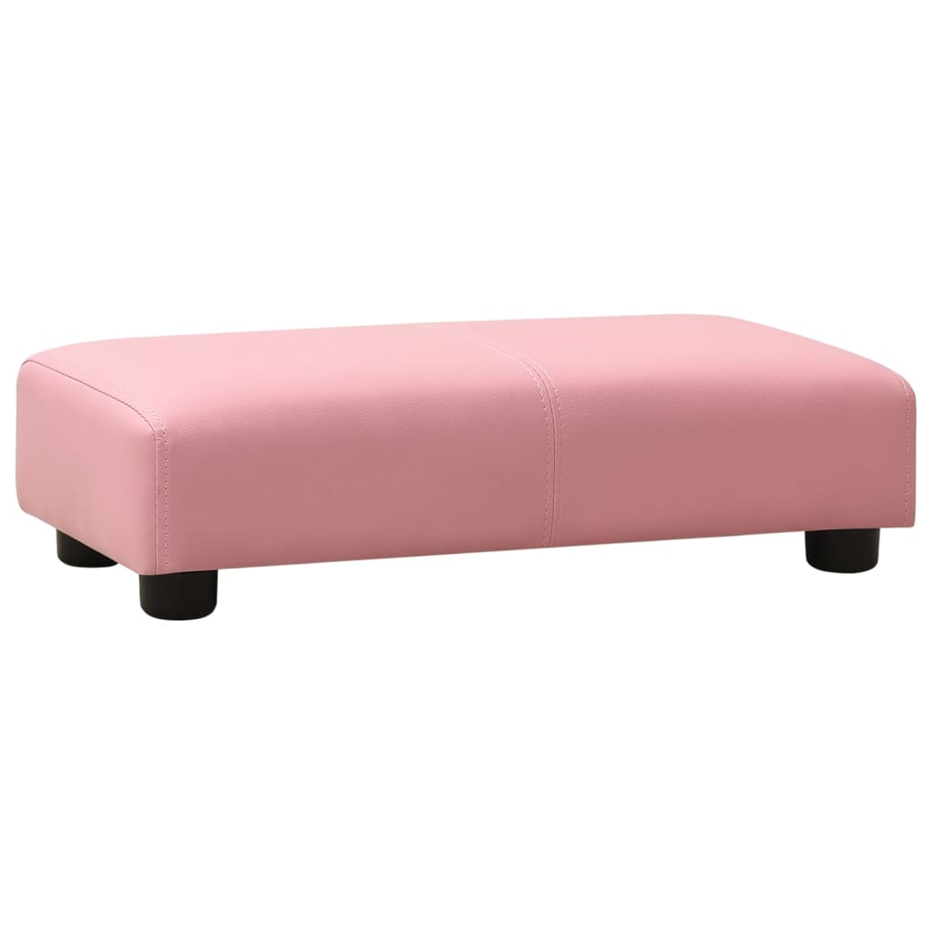 vidaXL Sofá infantil con taburete de cuero sintético rosa
