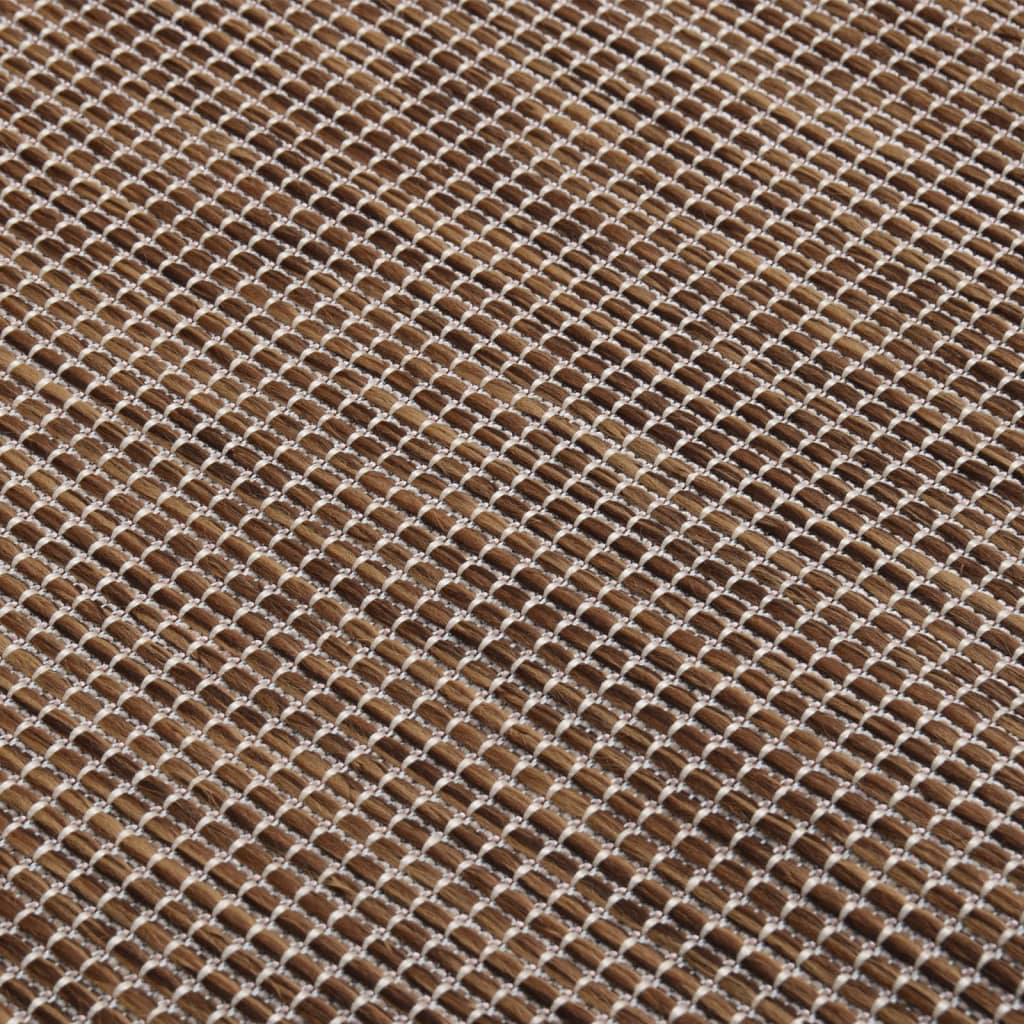 vidaXL Alfombra de exterior de tejido plano marrón 140x200 cm