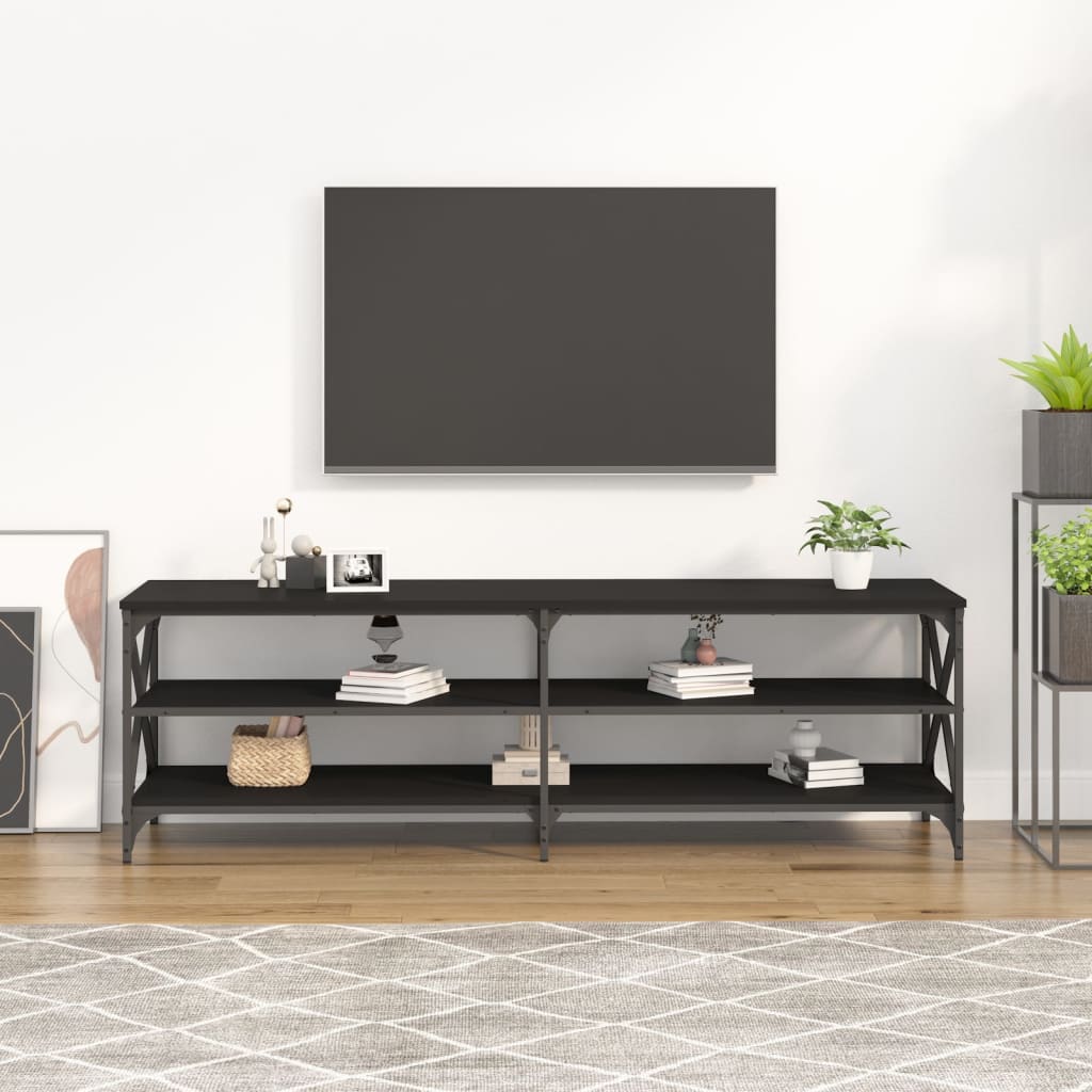 vidaXL Mueble de TV madera contrachapada negro 160x40x50 cm