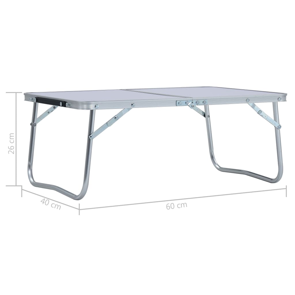 vidaXL Mesa de camping plegable aluminio blanca 60x40 cm