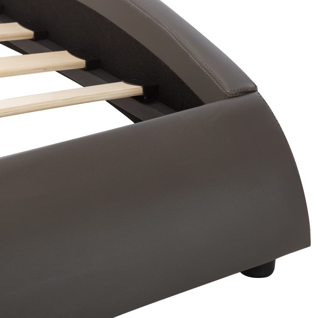 vidaXL Estructura de cama con LED de cuero sintético gris 100x200 cm