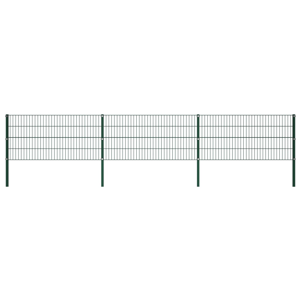 vidaXL Panel de valla con postes hierro verde 5,1x0,8 m