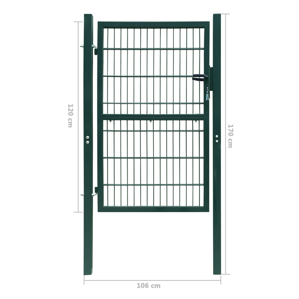 vidaXL Cancela de valla 2D individual verde 106x170 cm