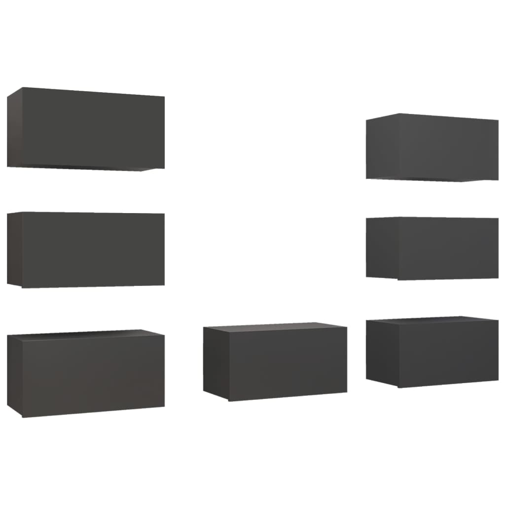 vidaXL Muebles para TV 7 unidades aglomerado gris 30,5x30x60 cm