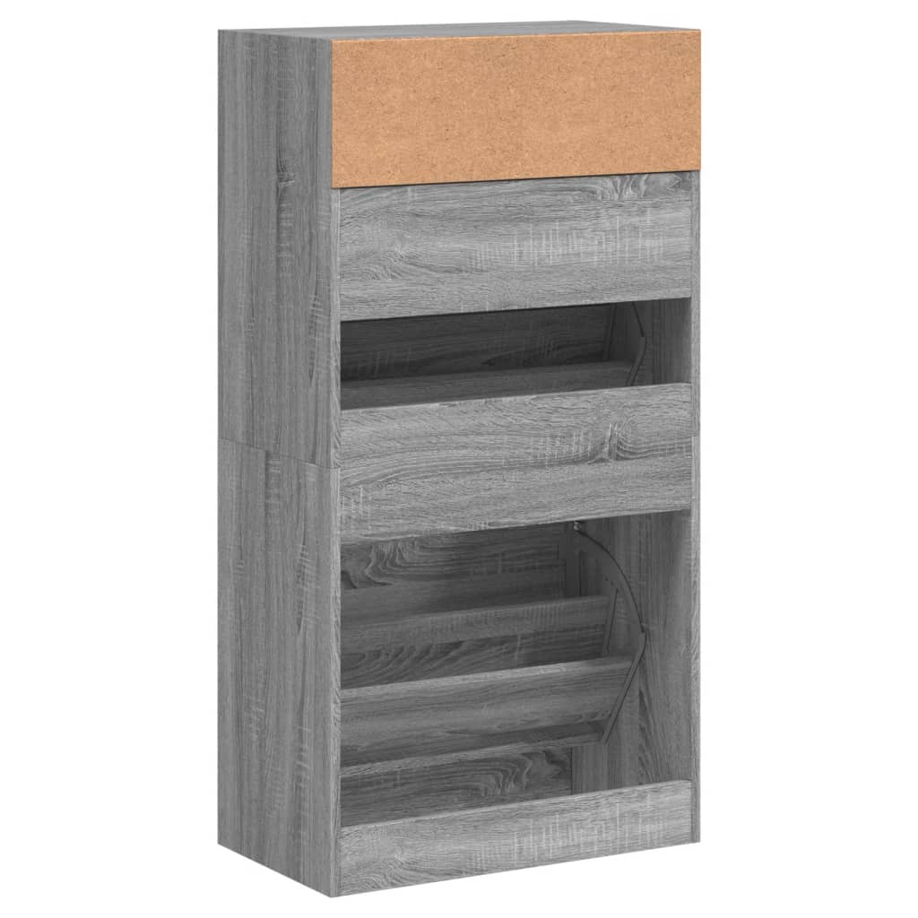 vidaXL Zapatero de madera de ingeniería gris Sonoma 60x34x116 cm
