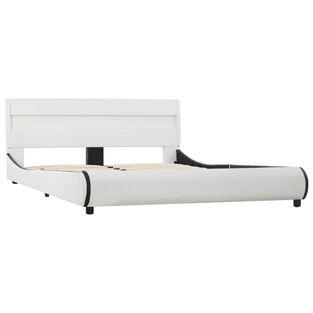 vidaXL Estructura de cama con LED cuero sintético blanco 120x200 cm