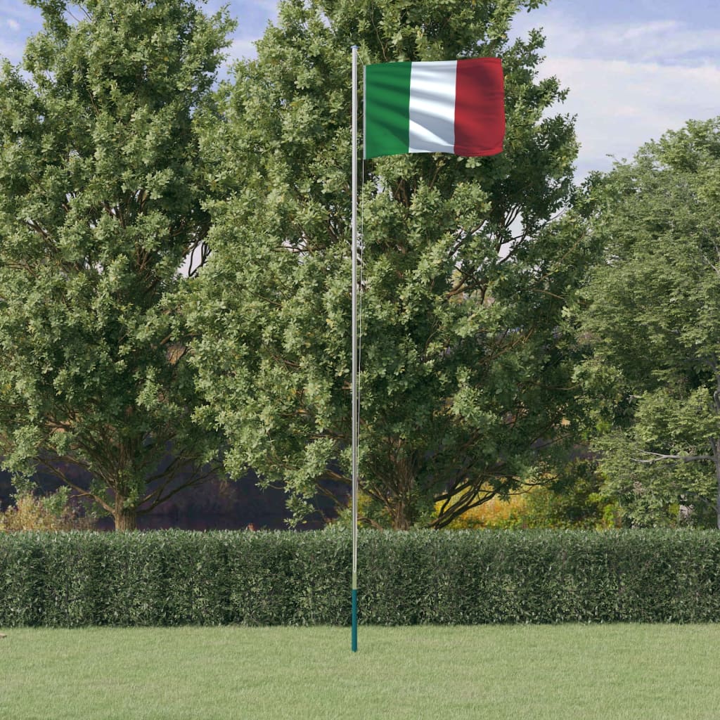 vidaXL Mástil y bandera de Italia aluminio 6,23 m