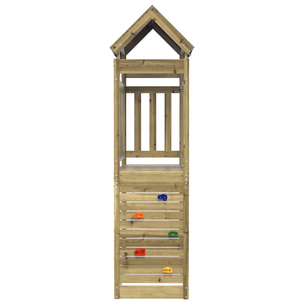 vidaXL Torre de juegos con pared escalada madera pino 110,5x52,5x215cm