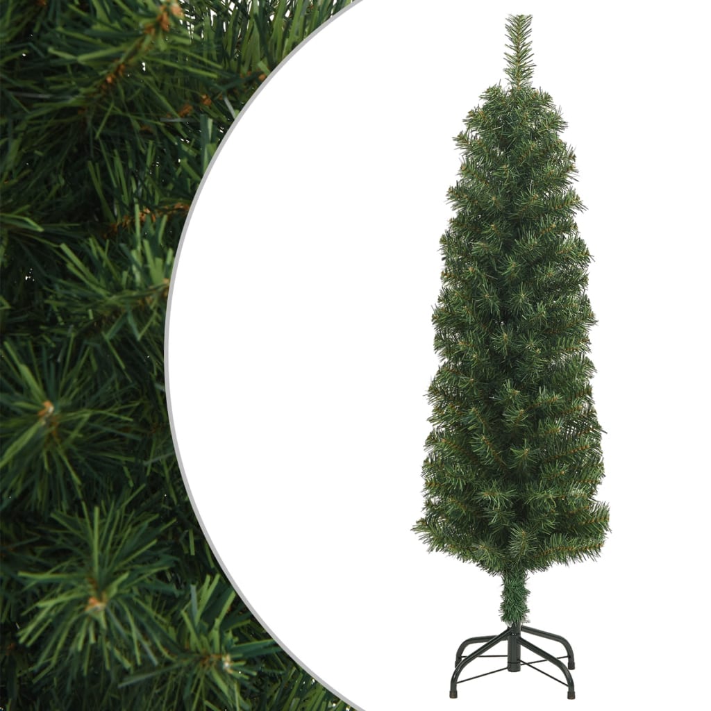 vidaXL Árbol de Navidad artificial delgado y soporte PVC verde 150 cm
