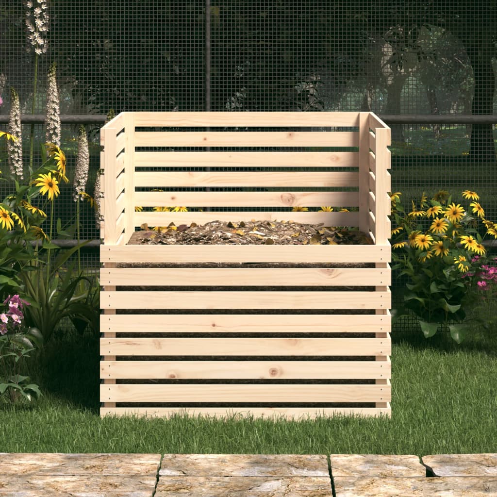 vidaXL Compostador de madera maciza de pino 100x100x102 cm