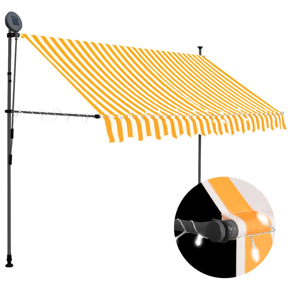 vidaXL Toldo manual retráctil con LED blanco y naranja 250 cm