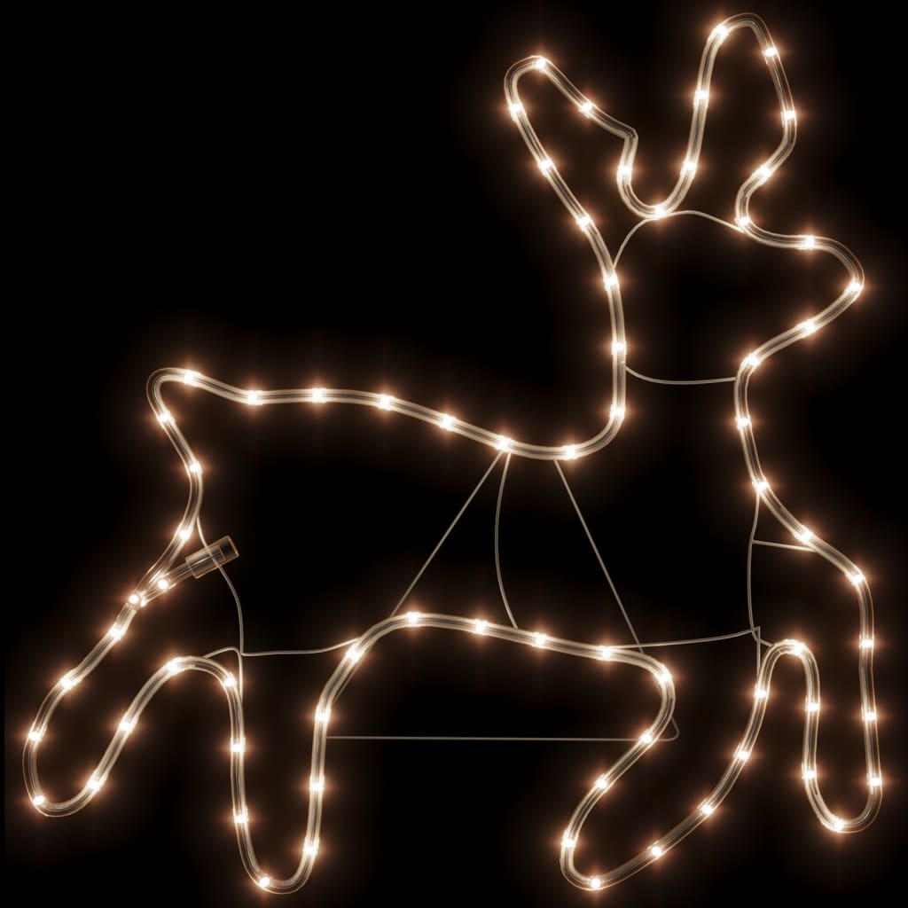 vidaXL Figura de reno de Navidad con 72 LED blanco cálido 57x55x4,5 cm