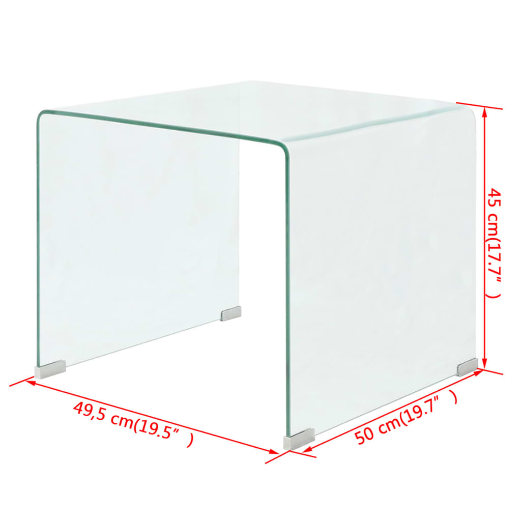 vidaXL Mesa de centro vidrio templado 49,5x50x45 cm claro