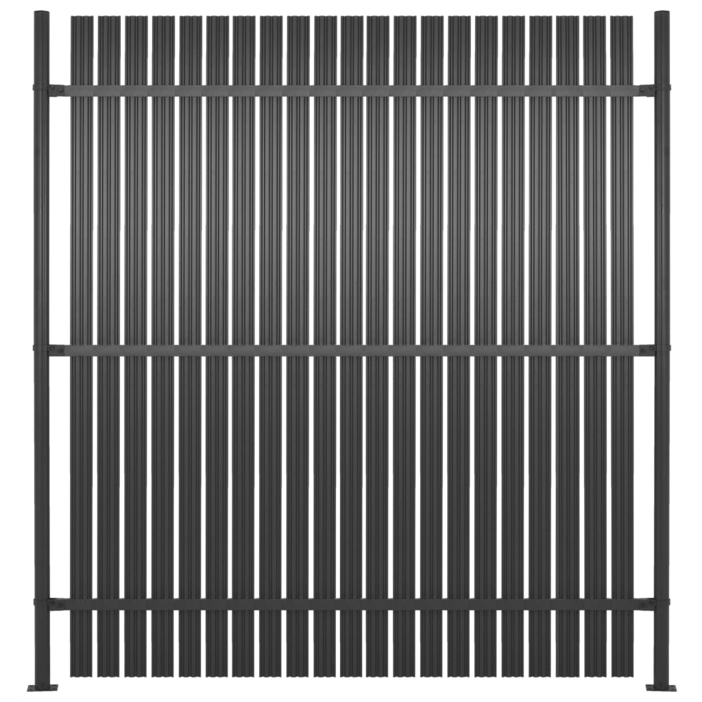 vidaXL Panel de valla con 2 postes aluminio 180x180 cm gris antracita