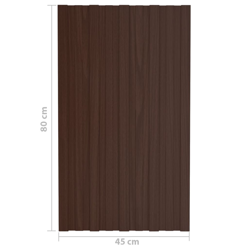vidaXL Panel para tejado acero galvanizado marrón 12 unidades 80x45 cm