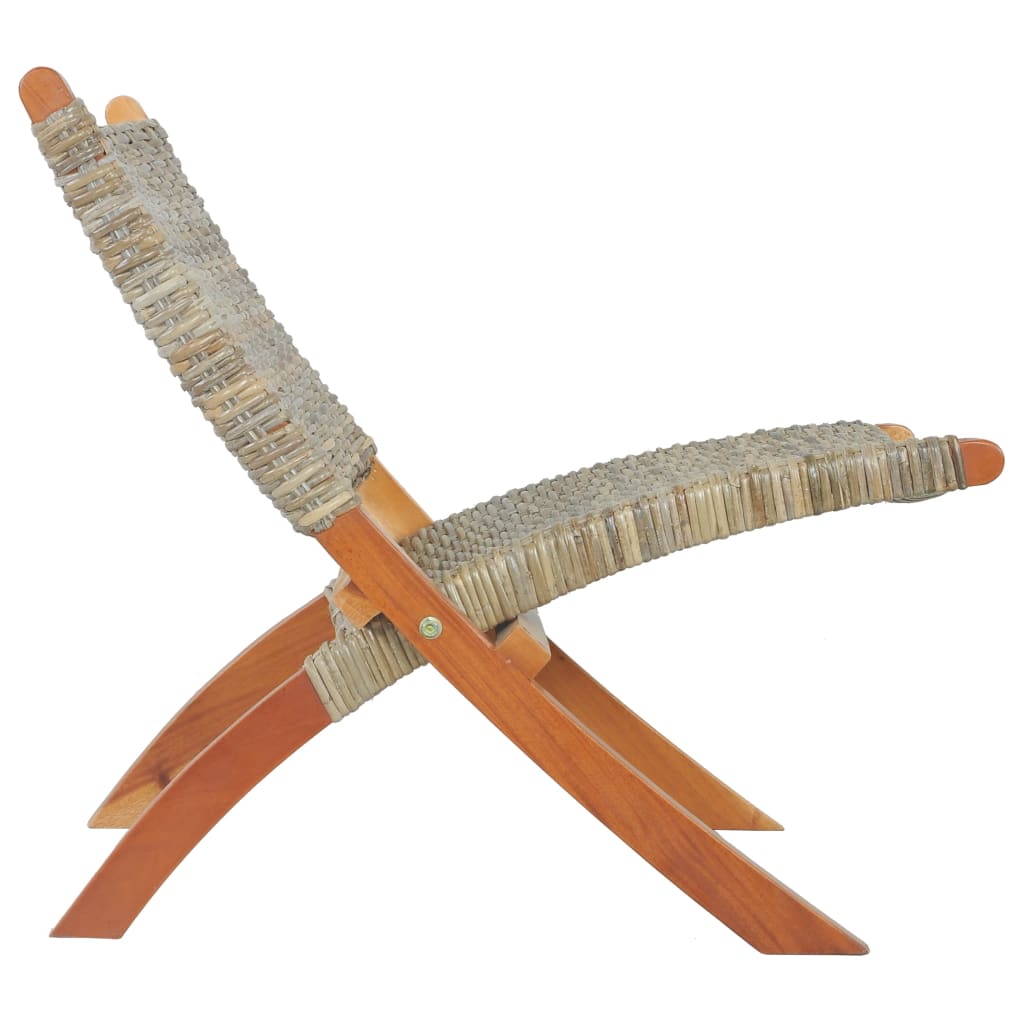 vidaXL Silla de ratán kubu natural y madera maciza de caoba