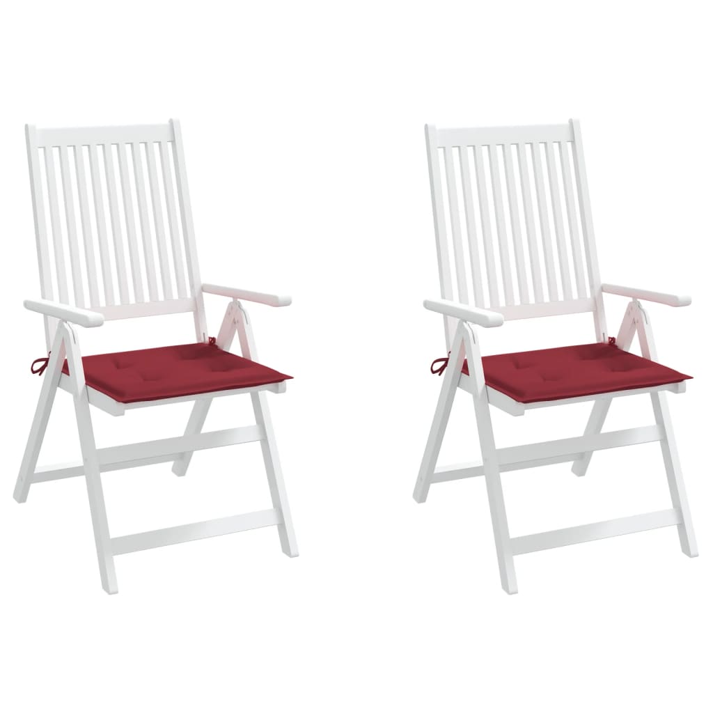vidaXL Cojines para silla de jardín 2 uds tela rojo tinto 50x50x3 cm