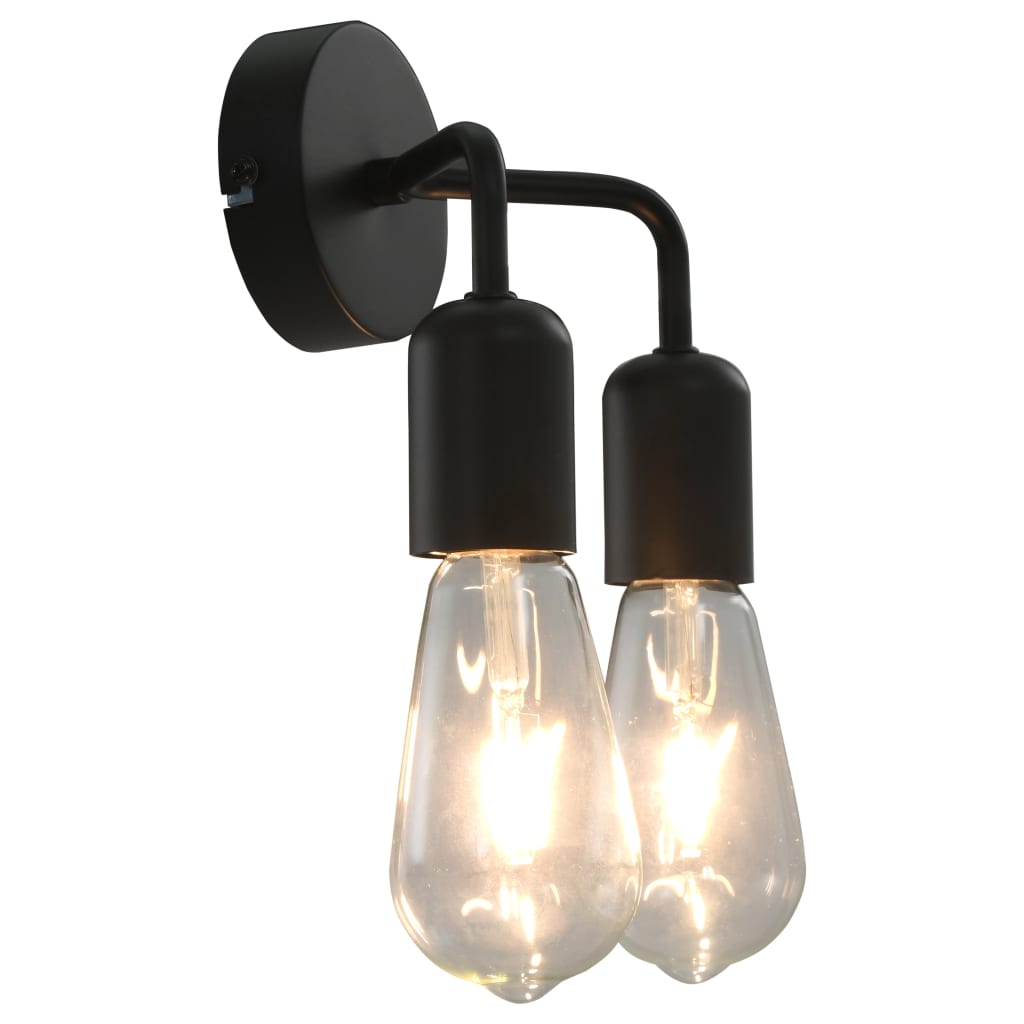 vidaXL Lámpara de pared con bombillas de filamento 2 W negro E27