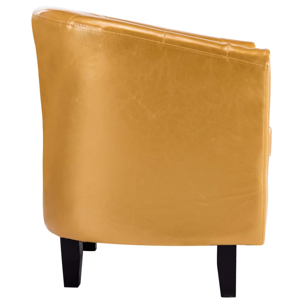 vidaXL Sillón con diseño de cubo de cuero sintético dorado