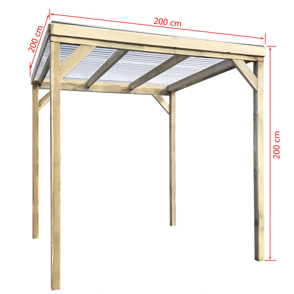 vidaXL Cobertizo de jardín de madera para almacenaje de leña 2x2x2 m