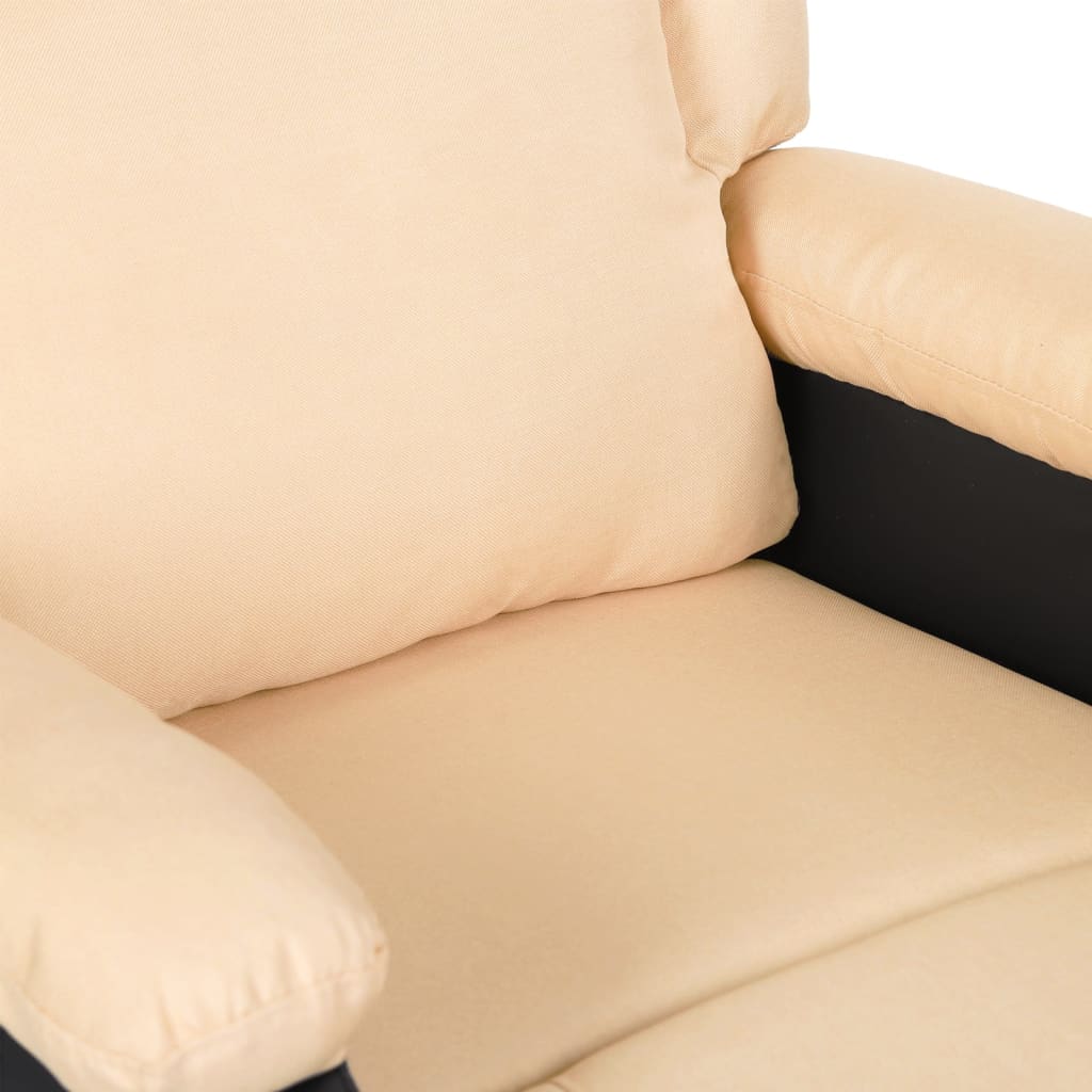 vidaXL Sillón reclinable masaje cuero sintético y tela crema