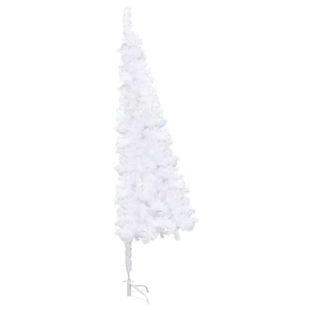 vidaXL Árbol de Navidad de esquina LED y bolas PVC blanco 240 cm