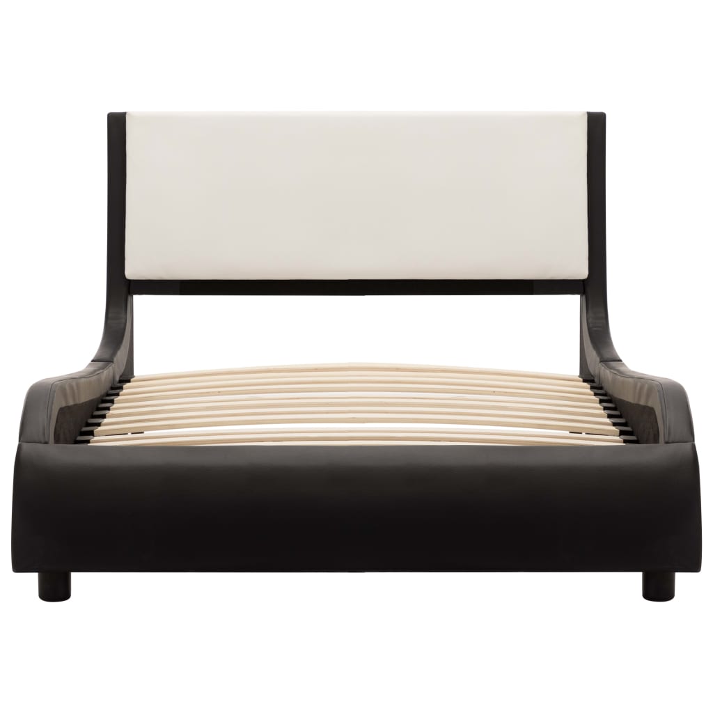 vidaXL Estructura de cama de cuero sintético negro y blanco 90x200 cm