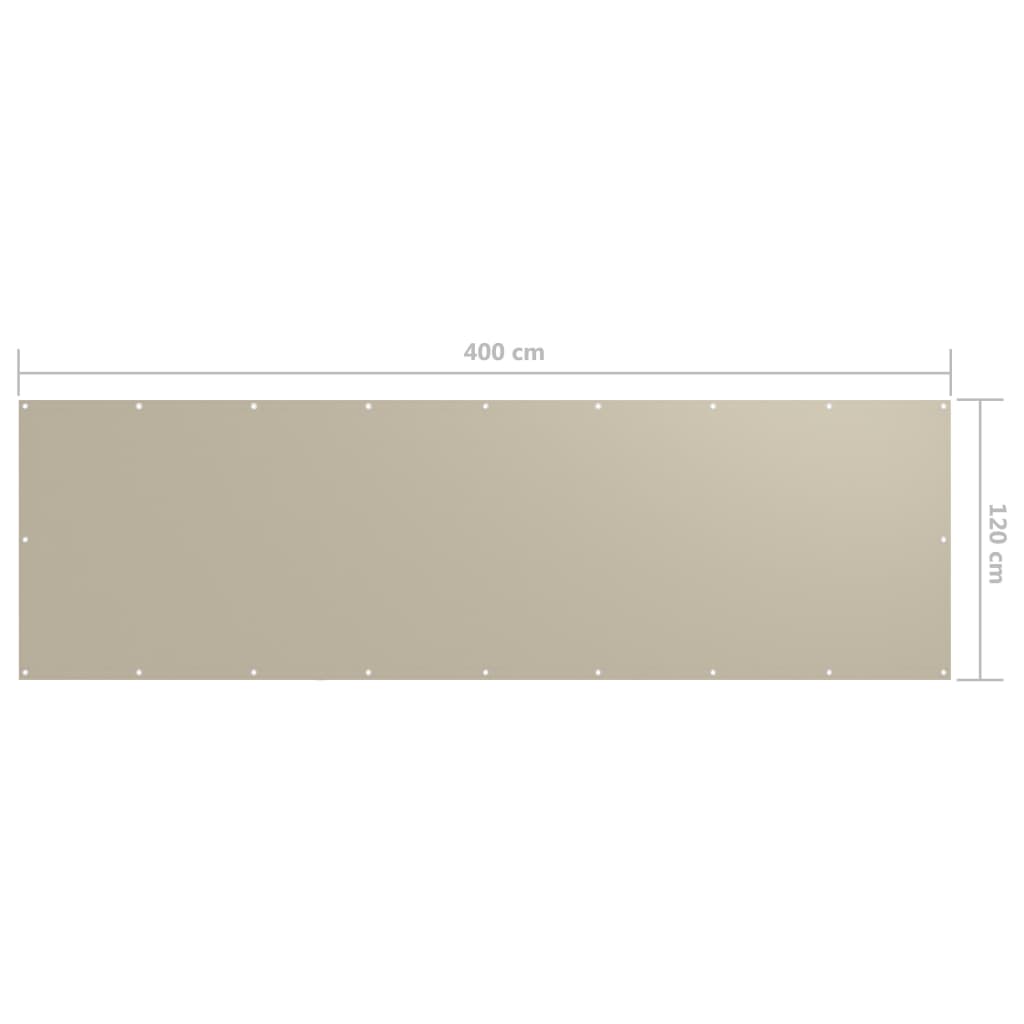 vidaXL Toldo para balcón tela oxford beige 120x400 cm