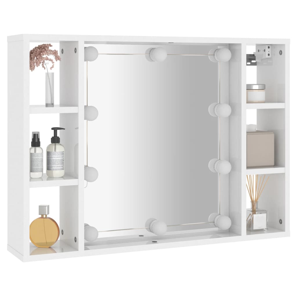 vidaXL Mueble con espejo y LED blanco brillante 76x15x55 cm
