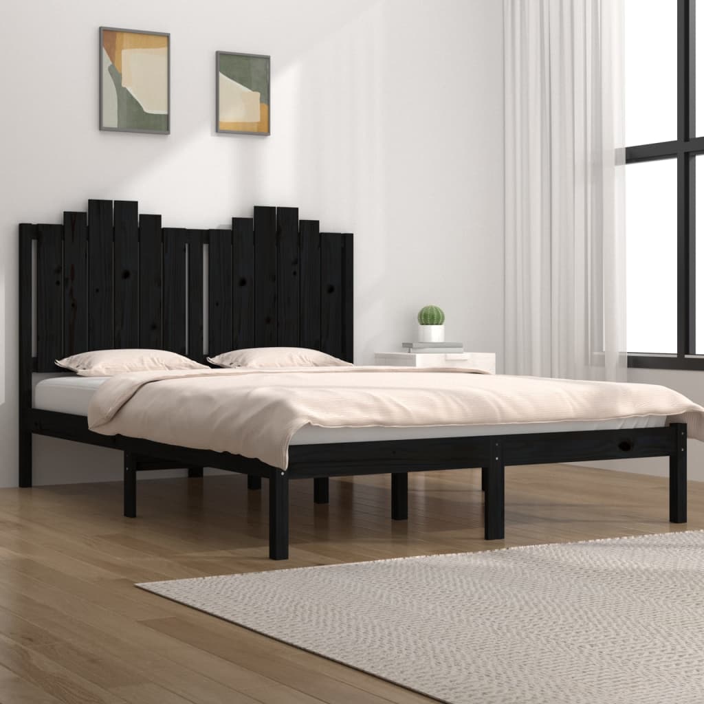 vidaXL Estructura de cama madera maciza de pino negra 150x200 cm