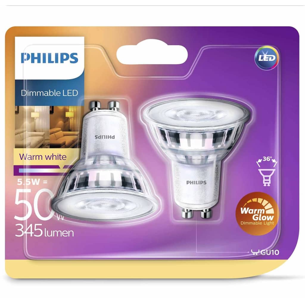 Philips Bombillas de foco LED 2 uds Classic 5,5 W 345 lm 929001364161