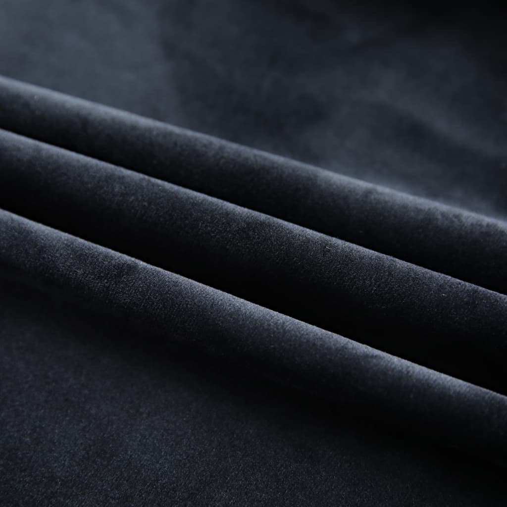 vidaXL Cortinas opacas con ganchos 2 pzas terciopelo negro 140x225 cm