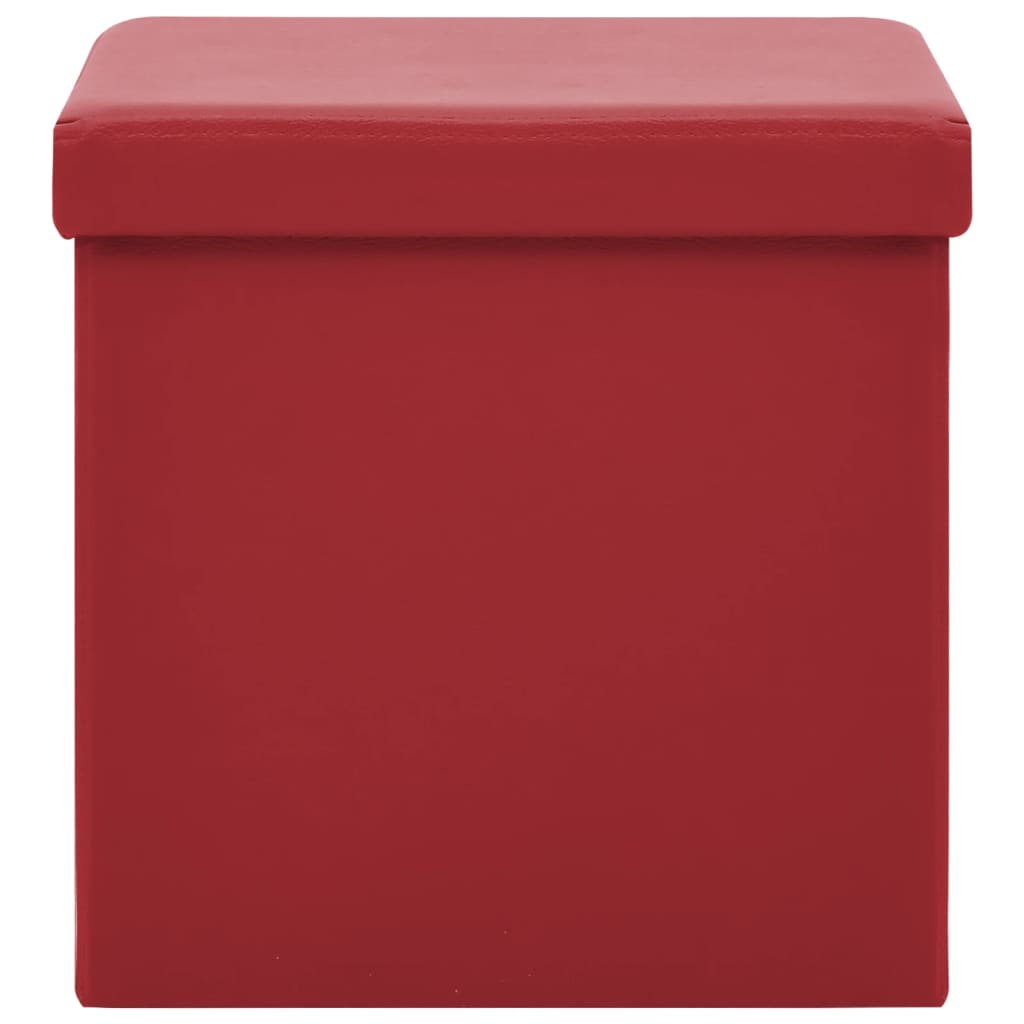 vidaXL Taburete con almacenaje plegable rojo vino tinto PVC