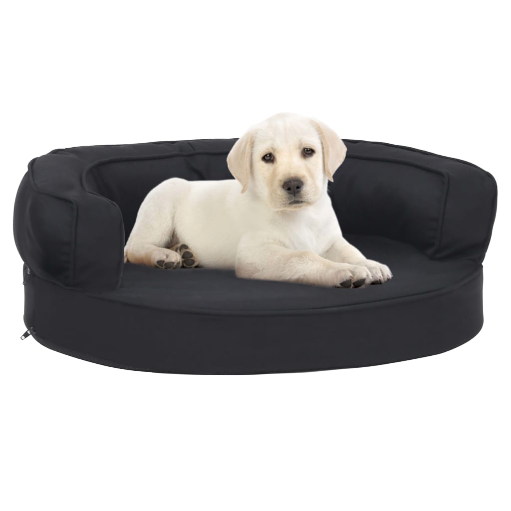 vidaXL Colchón de cama de perro ergonómico aspecto lino negro 60x42cm