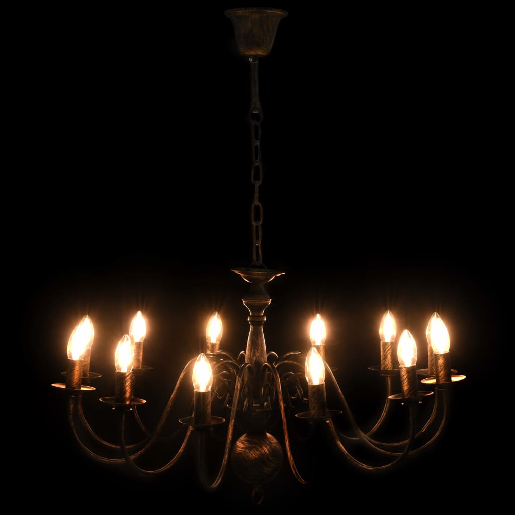 vidaXL Lámpara de araña negro antiguo 12 bombillas E14