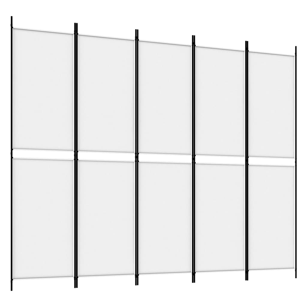 vidaXL Biombo divisor de 5 paneles de tela blanco 250x200 cm