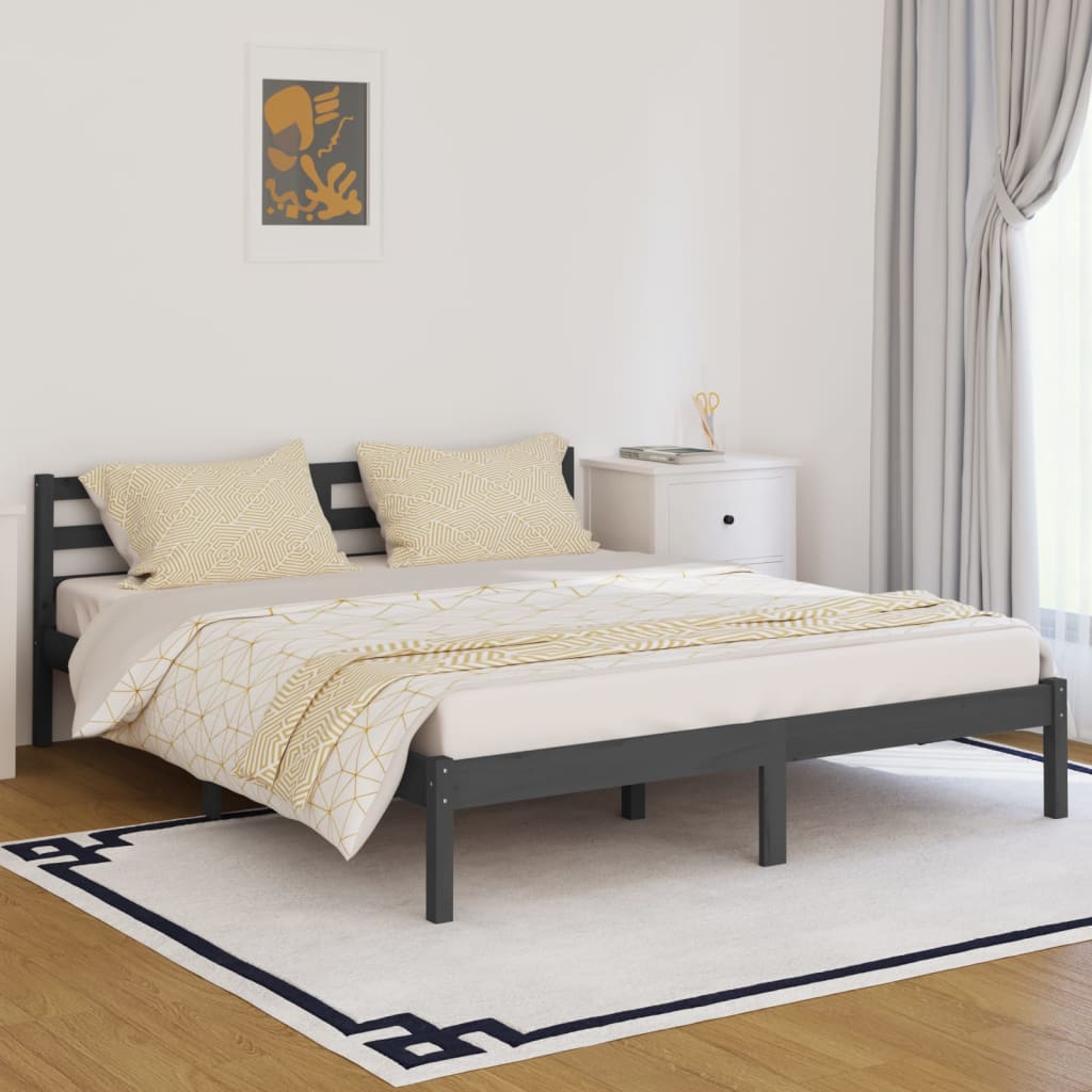 vidaXL Estructura de cama madera maciza de pino gris 160x200 cm