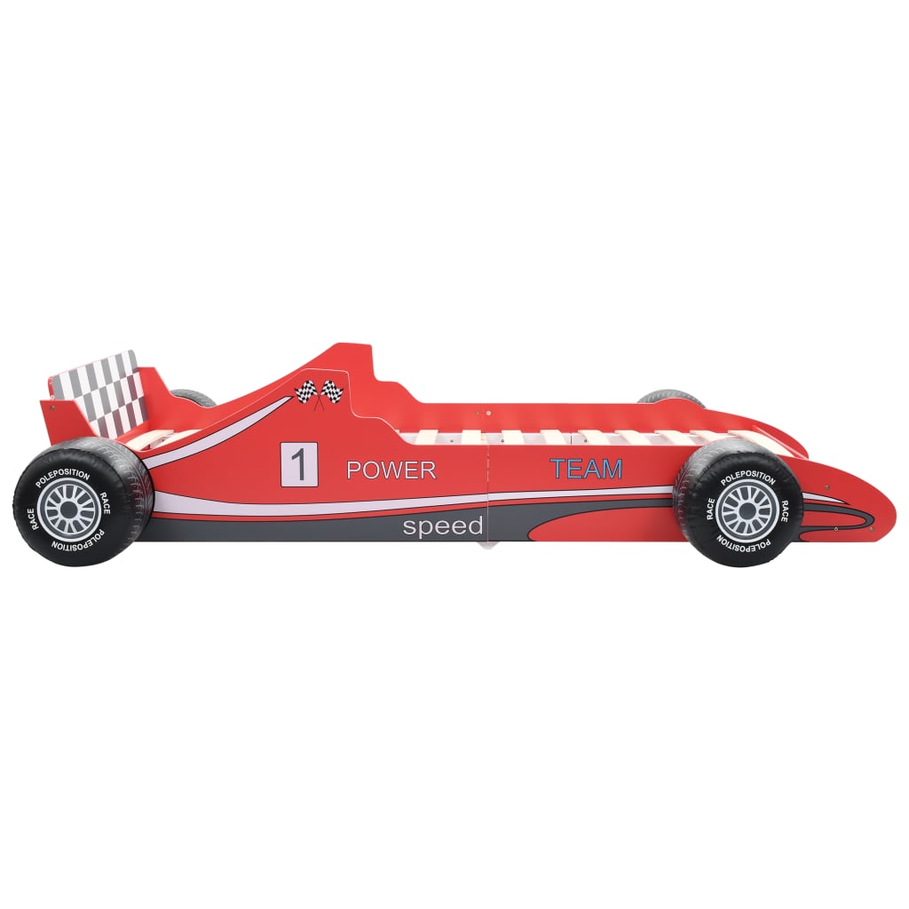 vidaXL Cama con forma de coche de carreras para niños 90x200 cm roja
