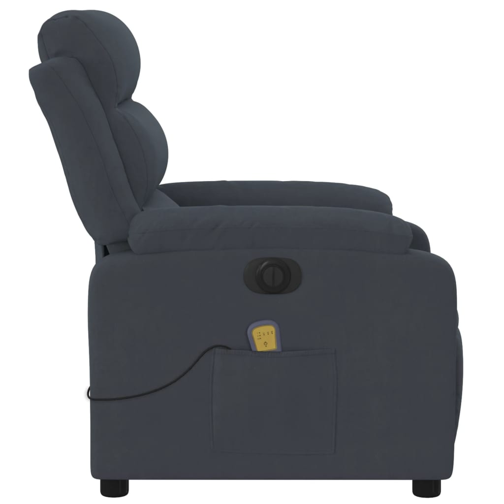 vidaXL Sillón reclinable de masaje eléctrico terciopelo gris oscuro