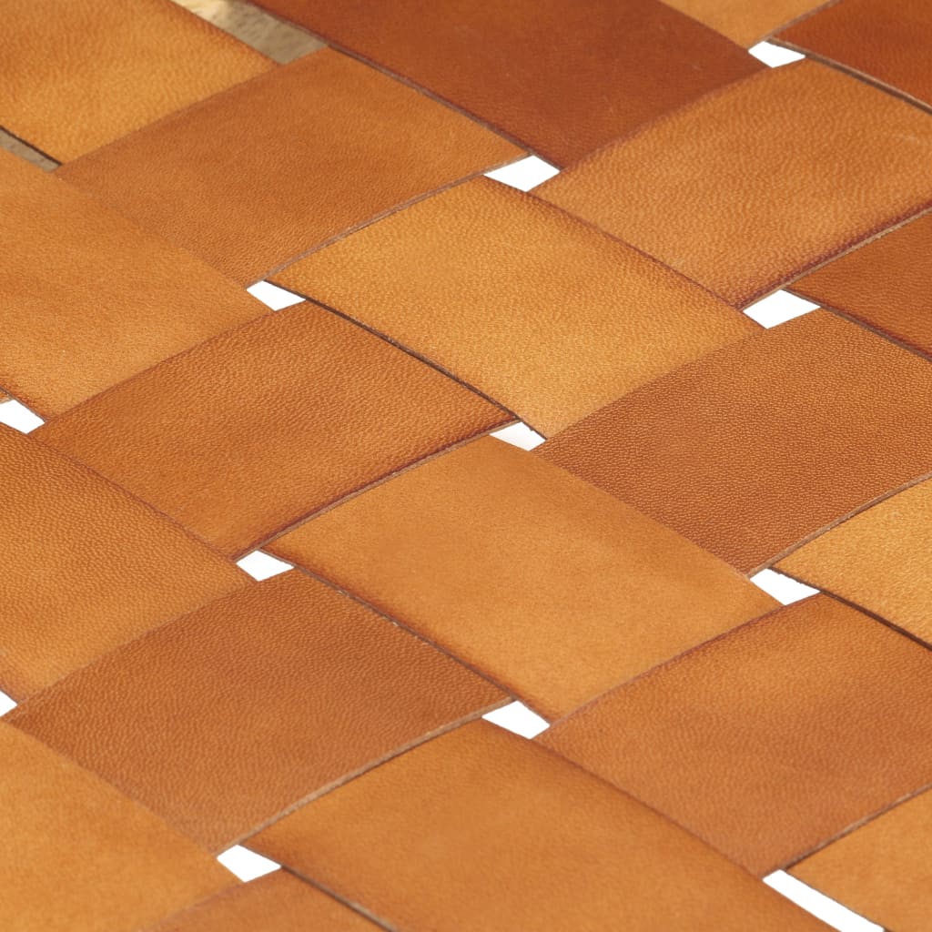 vidaXL Banco de cuero auténtico marrón y madera de mango maciza 110 cm