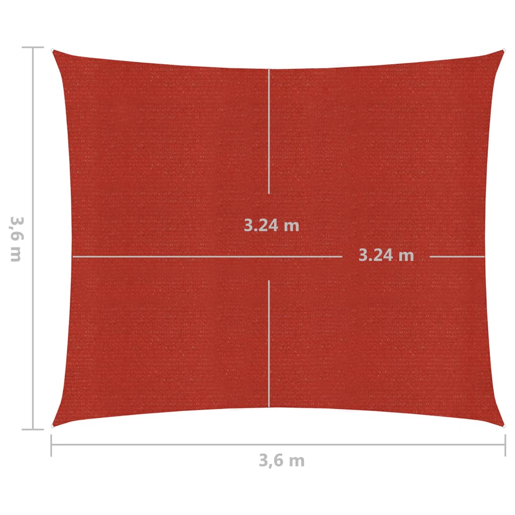 vidaXL Toldo de vela HDPE rojo 160 g/m² 3,6x3,6 m