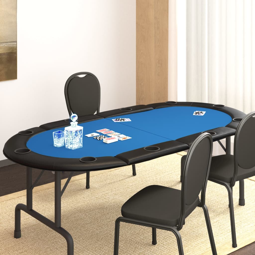 vidaXL Tablero de póquer plegable para 10 jugadores azul 208x106x3 cm