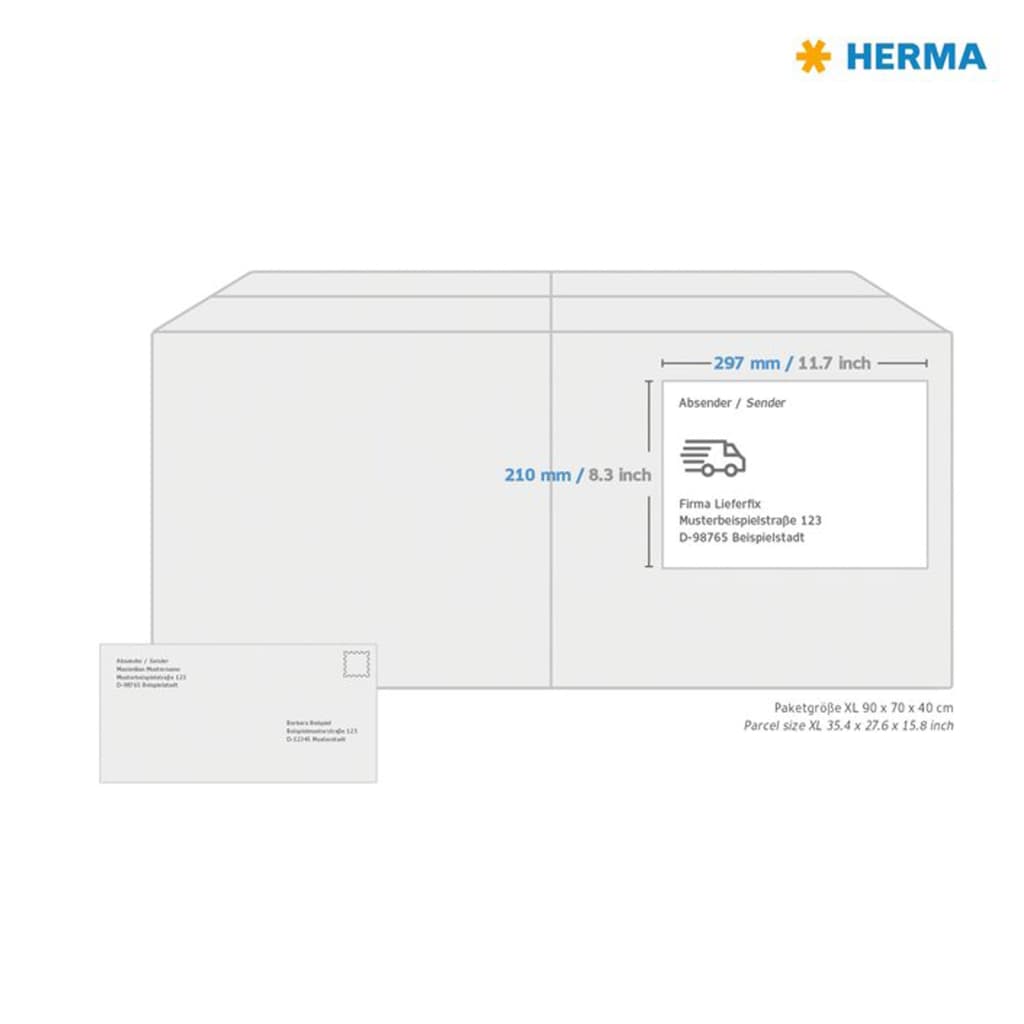 HERMA Etiquetas permanentes PREMIUM 100 hojas A4 210x297 mm—