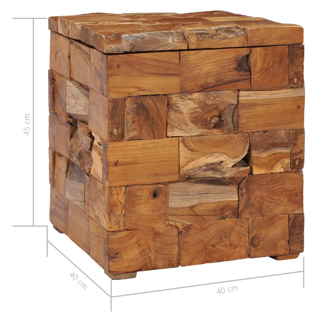 vidaXL Taburete con almacenamiento madera maciza de teca