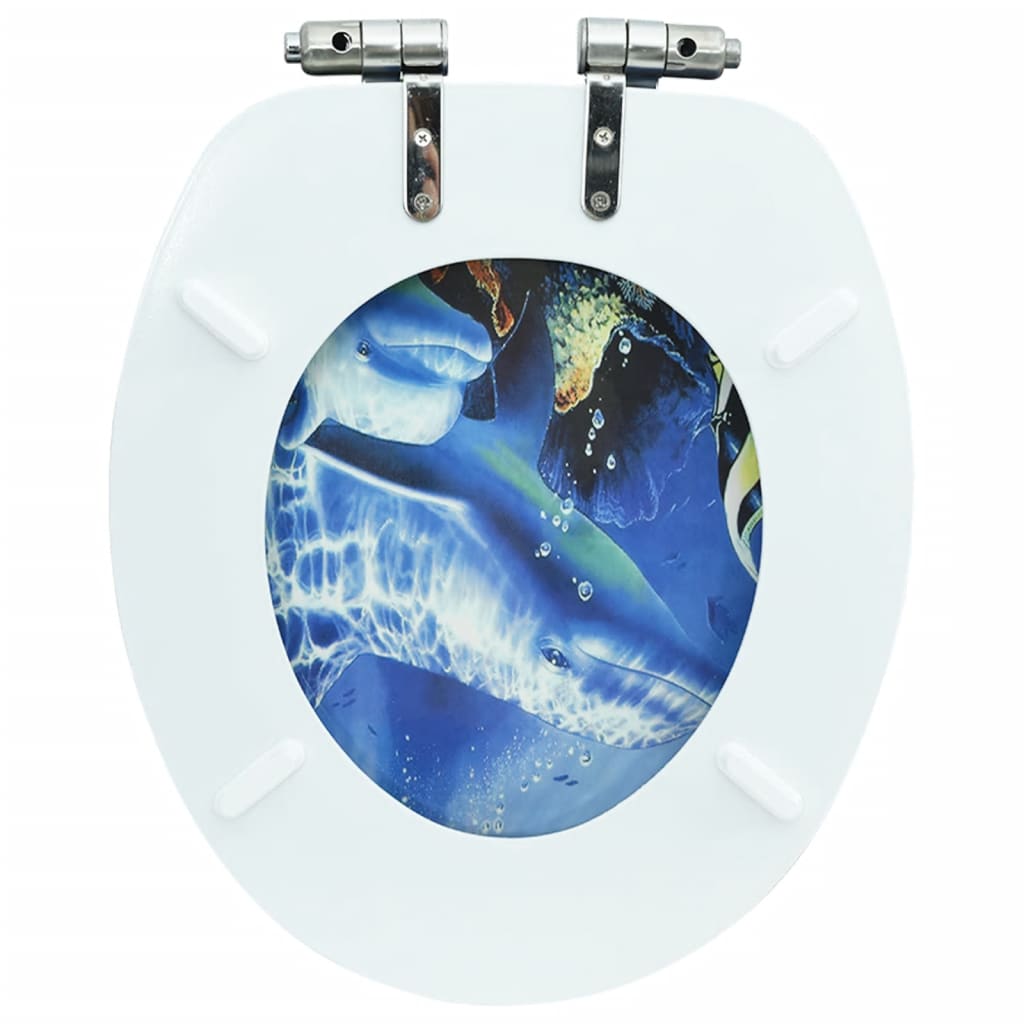 vidaXL Asiento inodoro WC con tapa de cierre suave MDF diseño delfines
