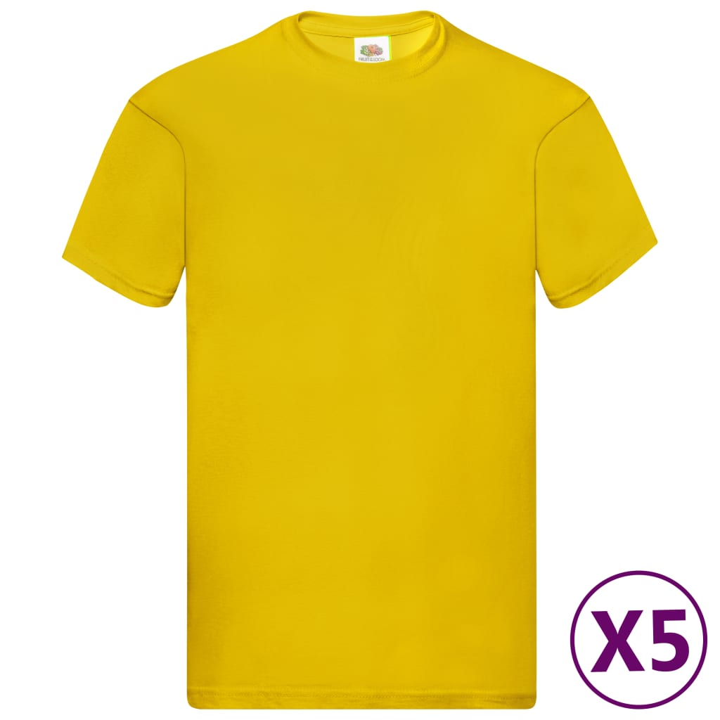 Fruit of the Loom Camisetas originales 5 uds amarillo 3XL algodón