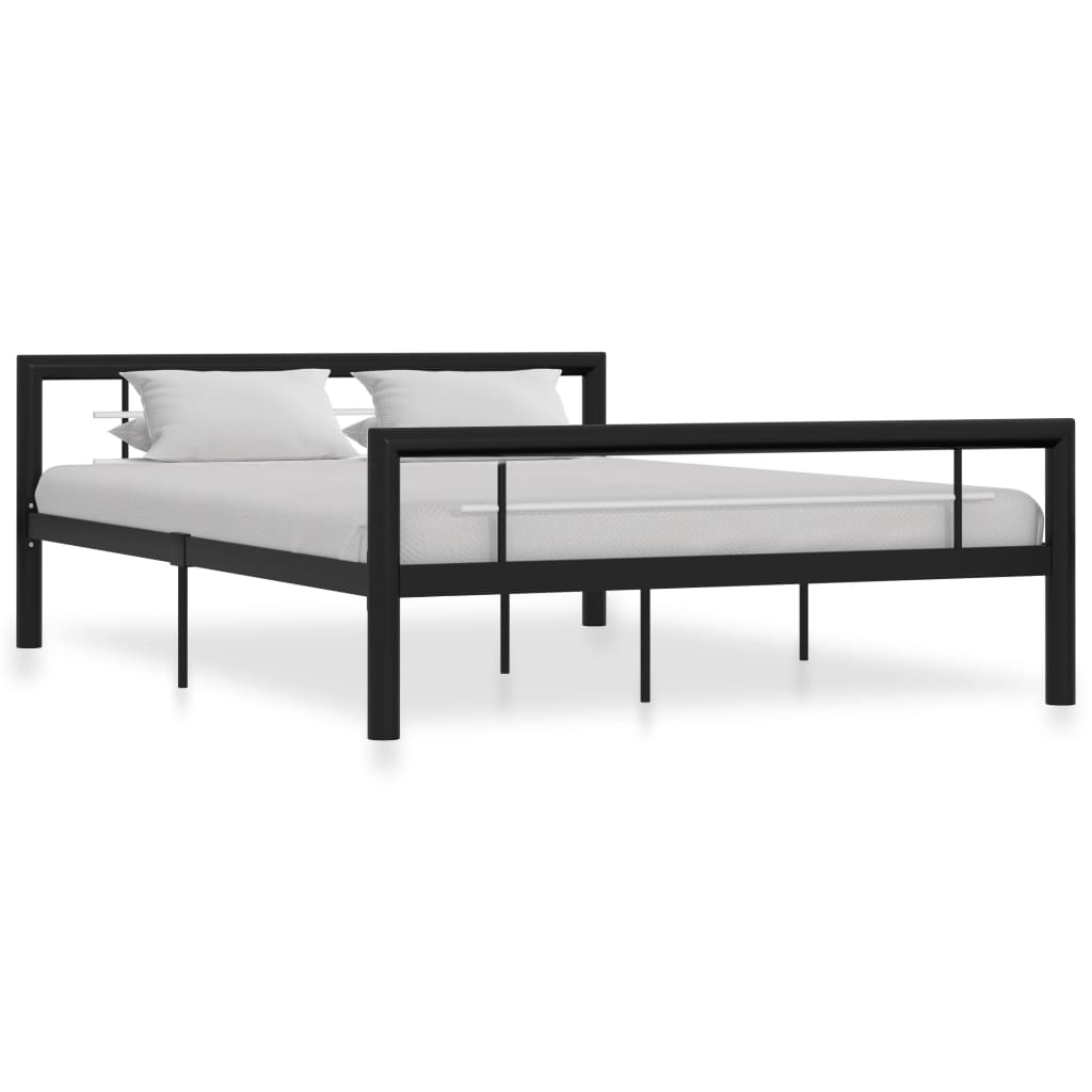 vidaXL Estructura de cama de metal negro y blanco 140x200 cm