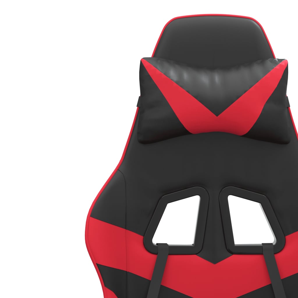 vidaXL Silla gaming con reposapiés cuero sintético negro rojo