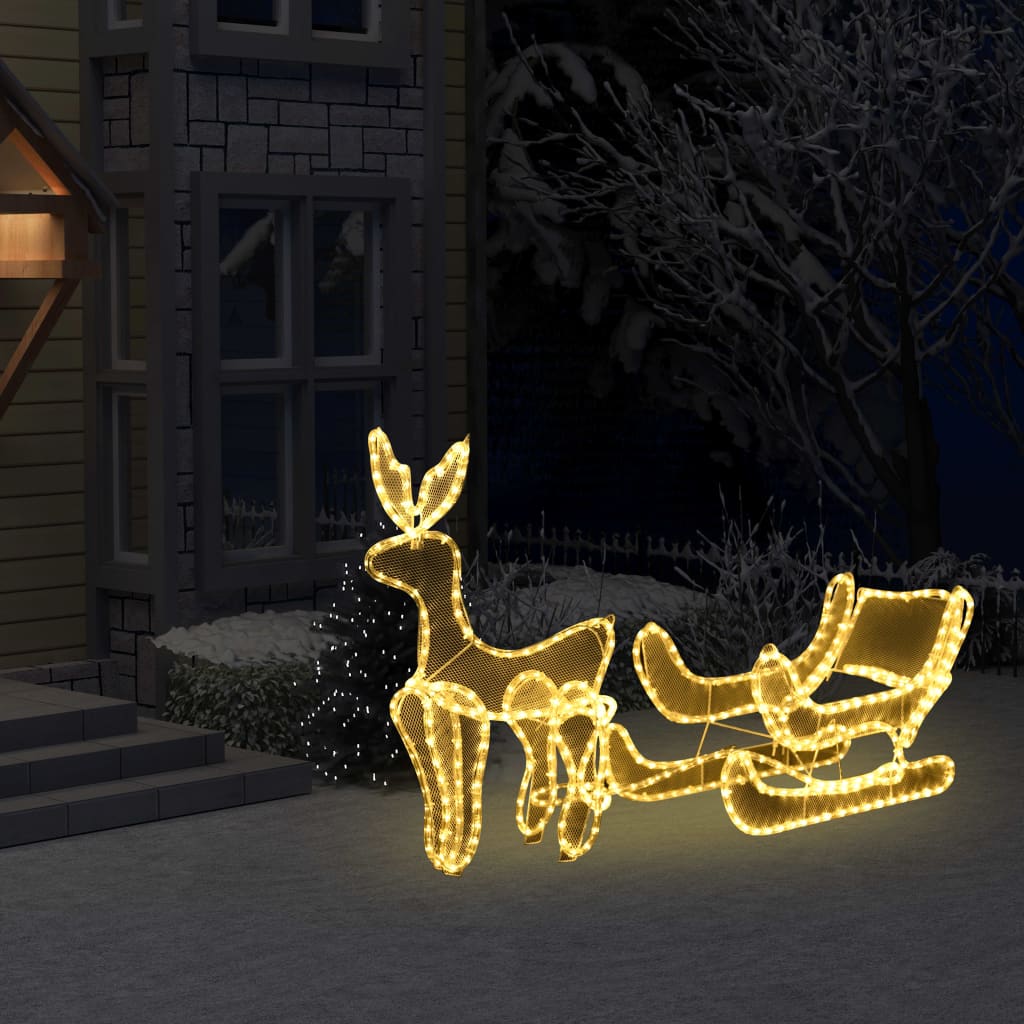 vidaXL Luces de Navidad de reno y trineo con malla 432 LEDs